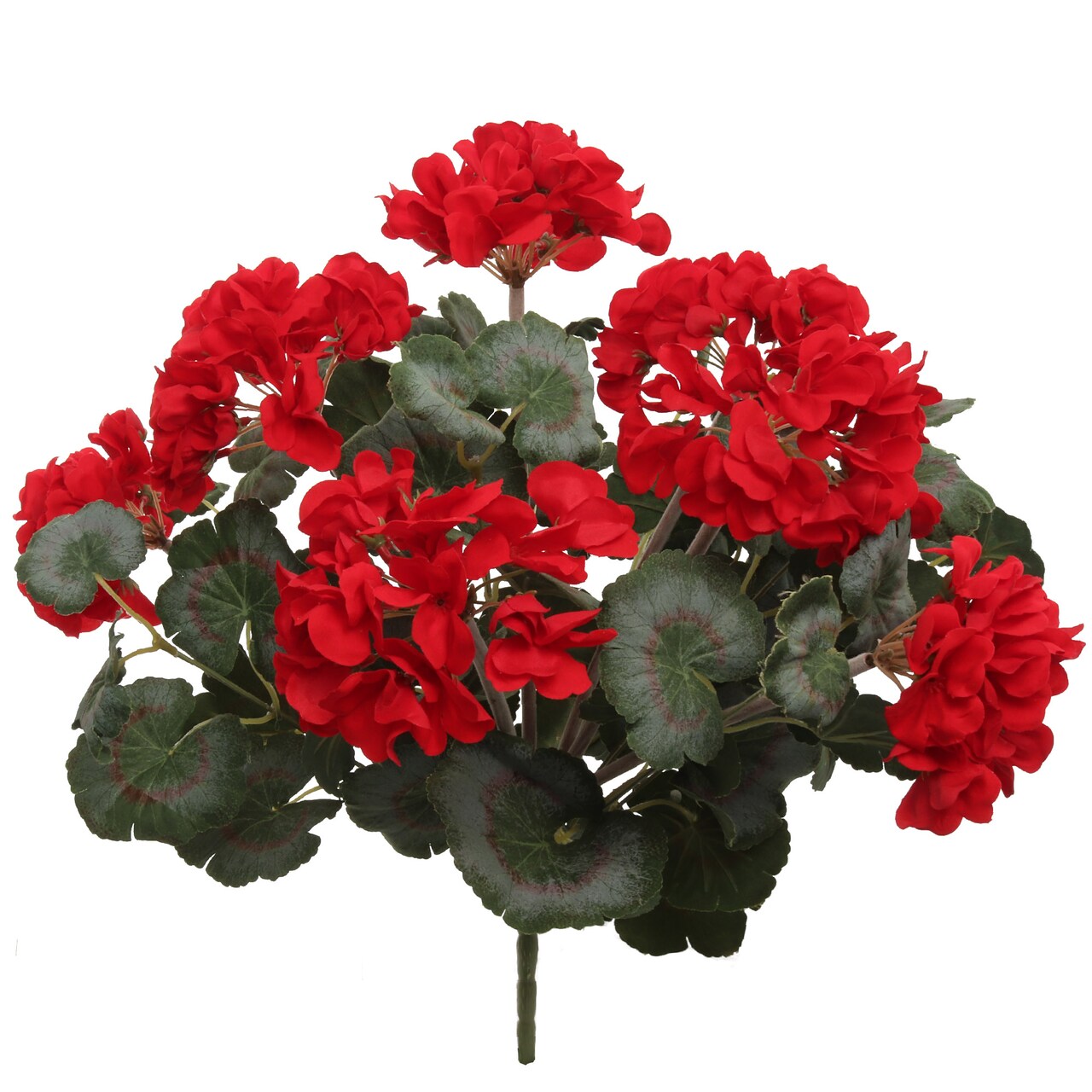 Deluxe UV Red Geranium Bush: 18-Inch, 7 Silk Flowers & Leaves Floral Home by Artificial Flowers